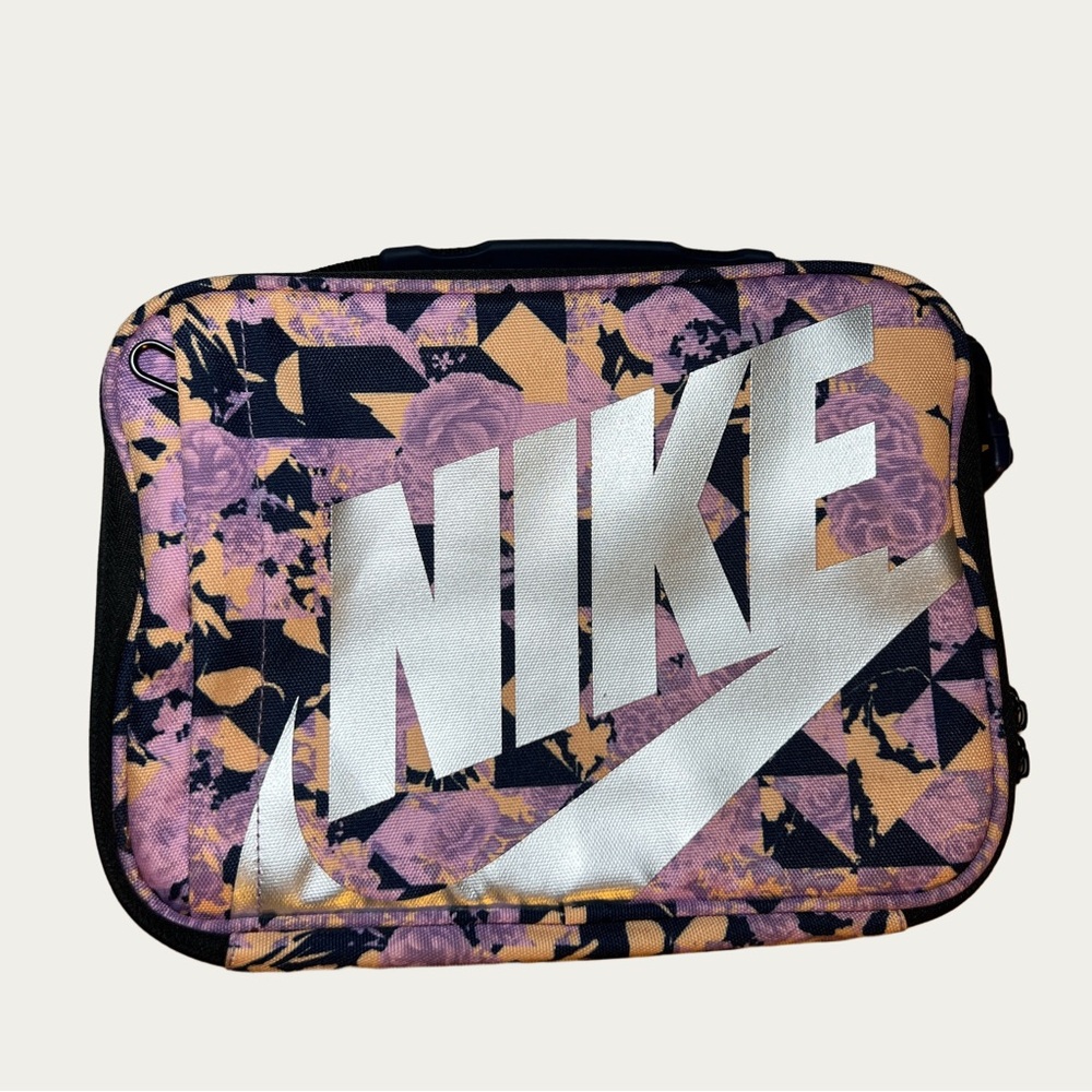 Nike Women's Floral Print Lunch Bag‎ - Black and Pink With Logo